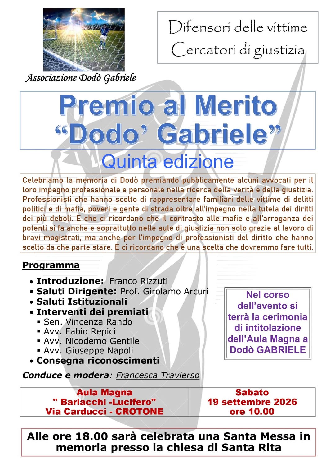 Locandina di Premio al Merito "Dodò Gabriele" - Quinta edizione