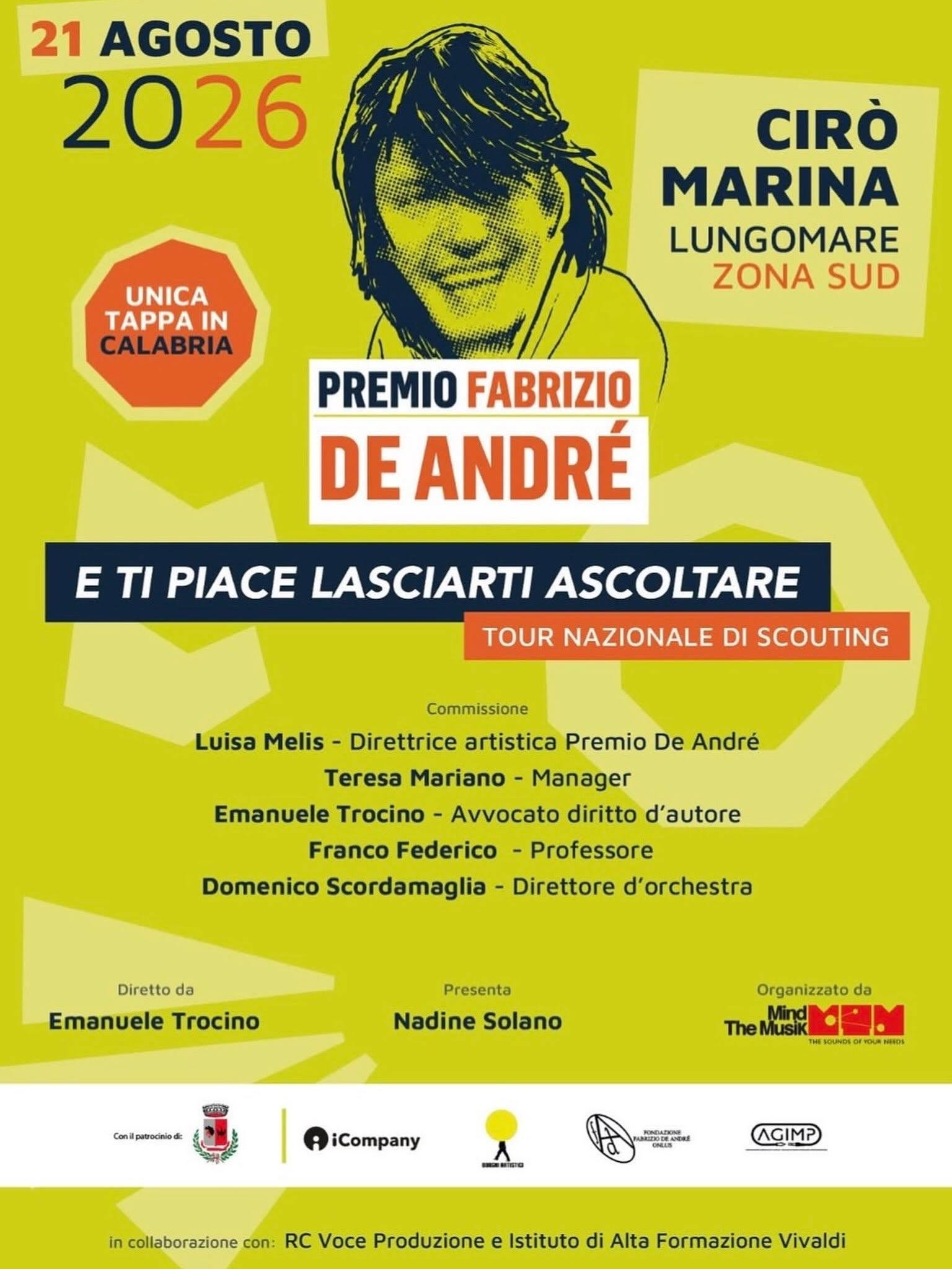 Locandina di Premio Fabrizio De André - E ti piace lasciarti ascoltare Tour Nazionale di Scouting