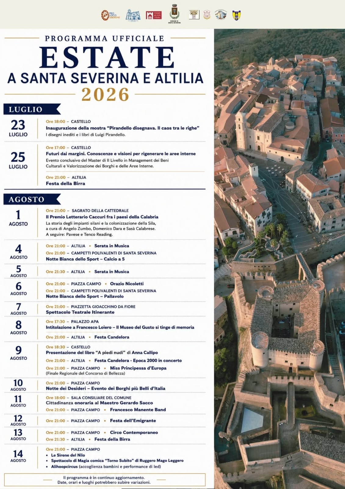 Locandina di Estate a Santa Severina e Altilia 2026