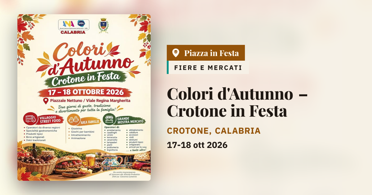 Colori d'Autunno - Crotone in Festa 2026